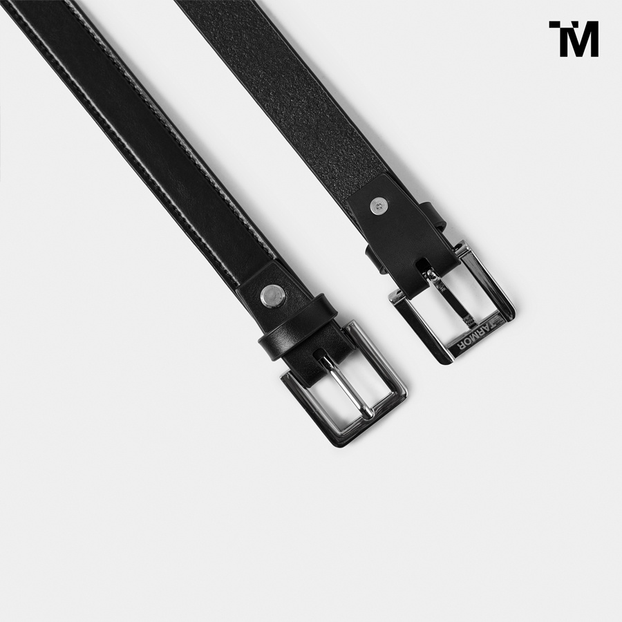 Thắt Lưng Nam TARMOR Da Bò Pull-up Màu Đen Khoá Cài Mặt Vuông