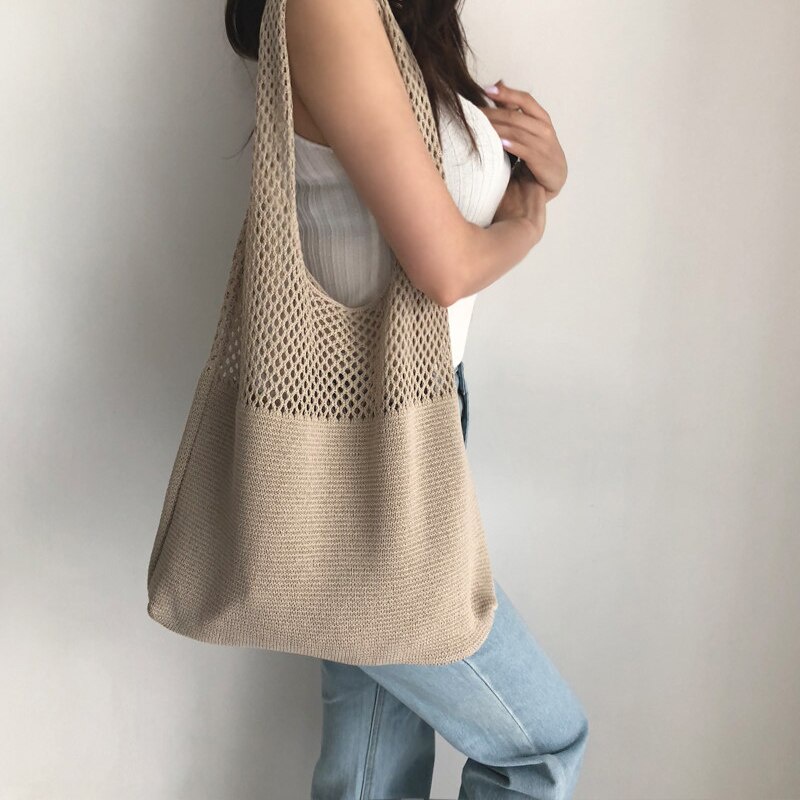 Túi tote JASMIN NOIR vải dệt ngăn chứa lớn kiểu đục lỗ thời trang hè đơn giản cho nữ