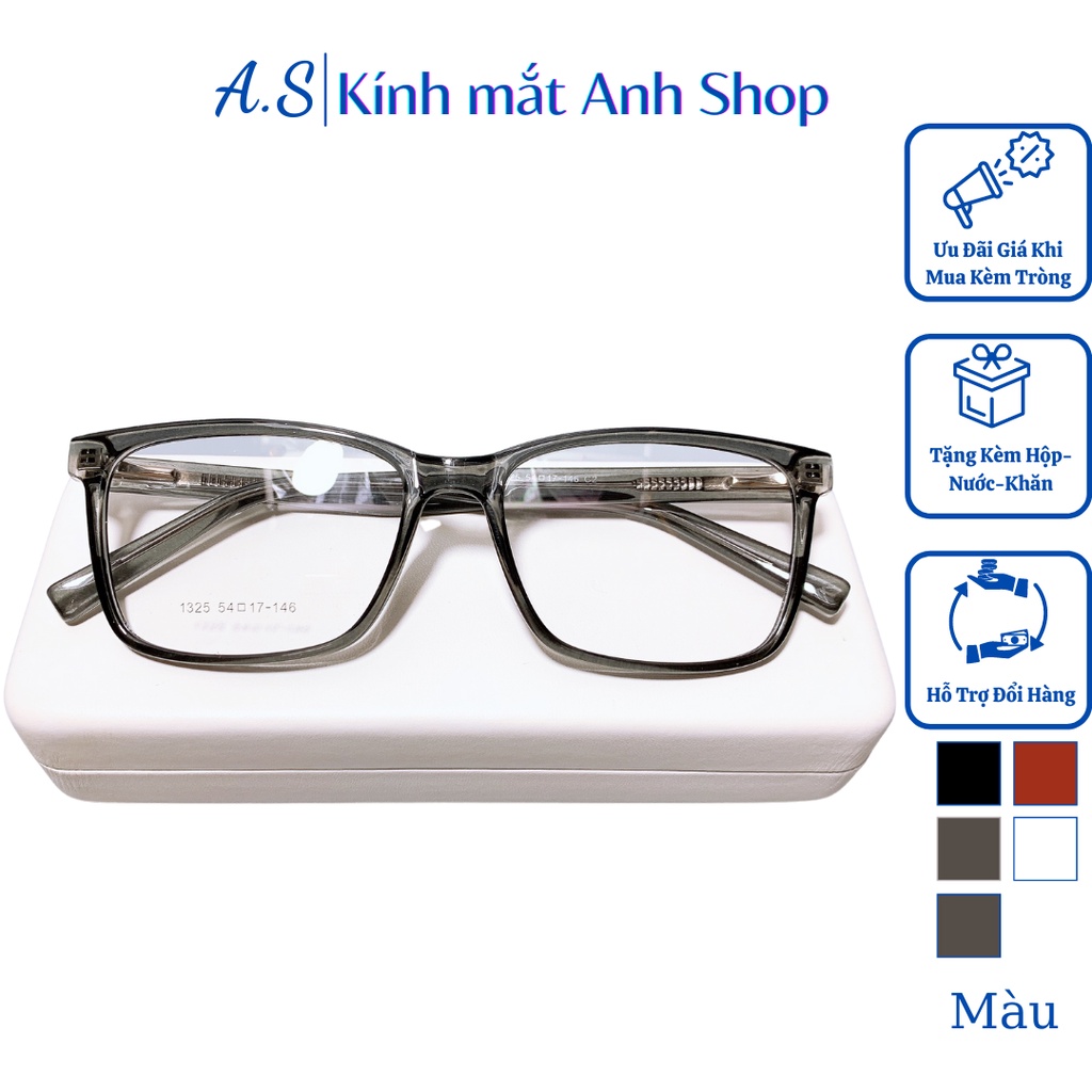 Gọng kính vuông nhựa dẻo lõi kim loại chất liệu dẻo cứng cáp bền đẹp 1325