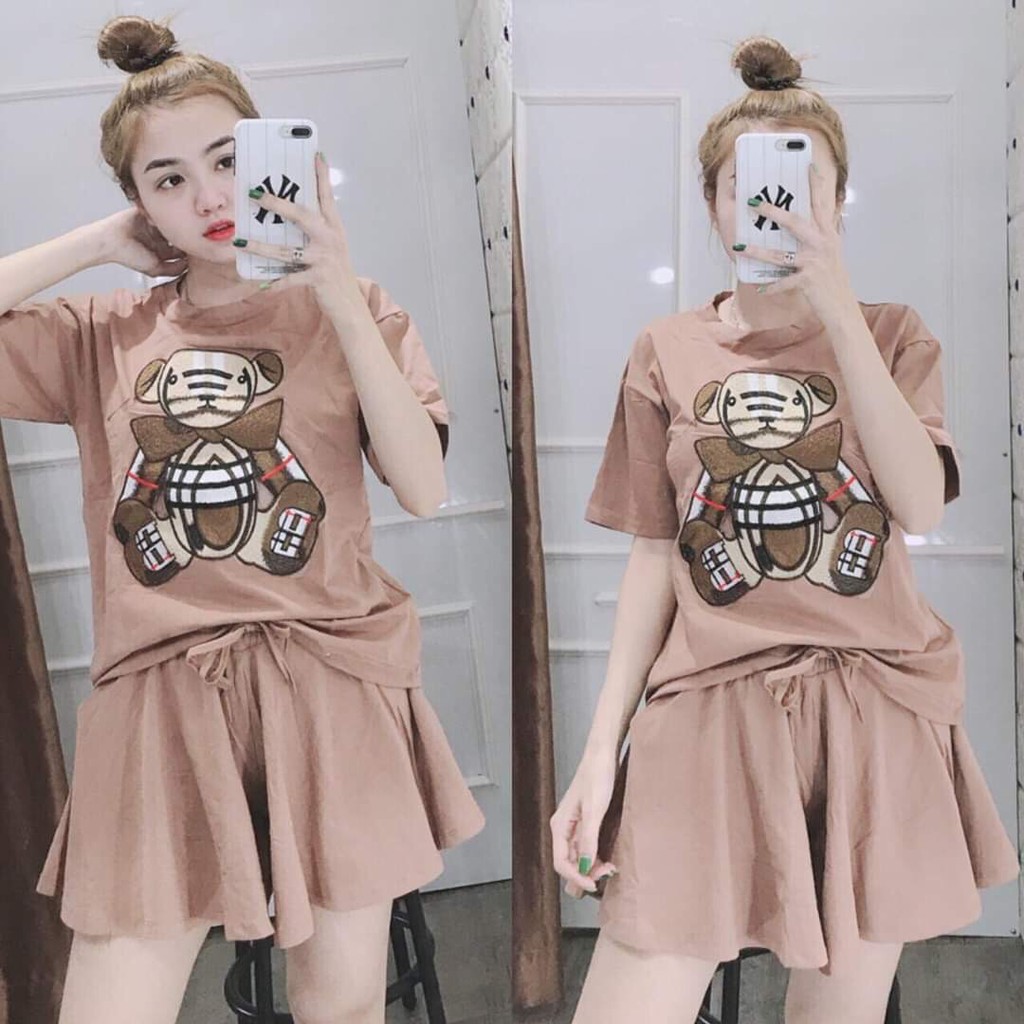 SET BỘ ĐỒ NỮ HỌA TIẾT GẤU XINH XẮN