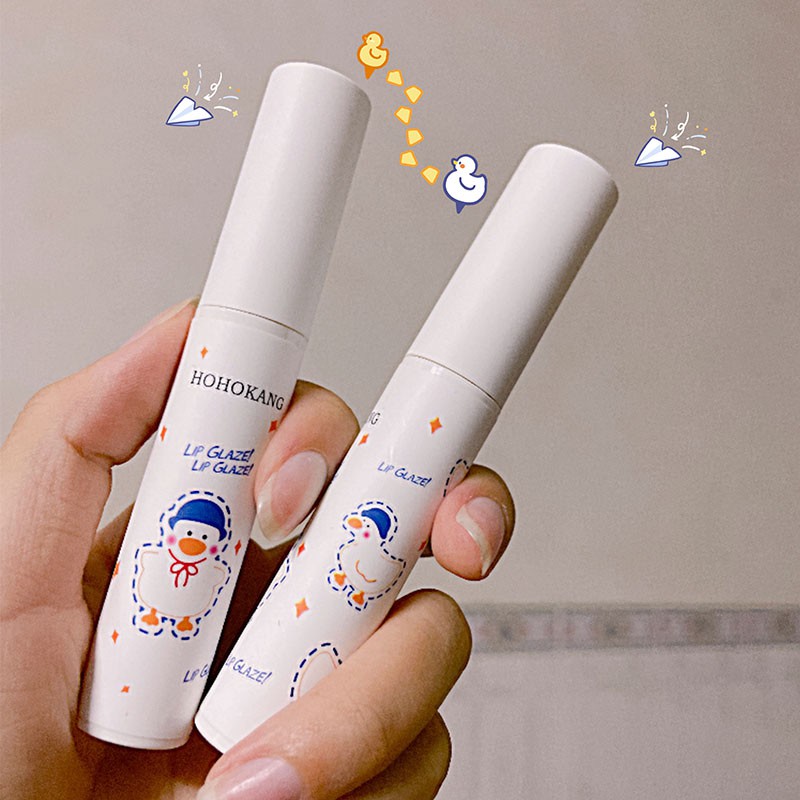 [Hàng mới về] Son bóng trang điểm nhiều màu thời trang họa tiết vịt dễ thương