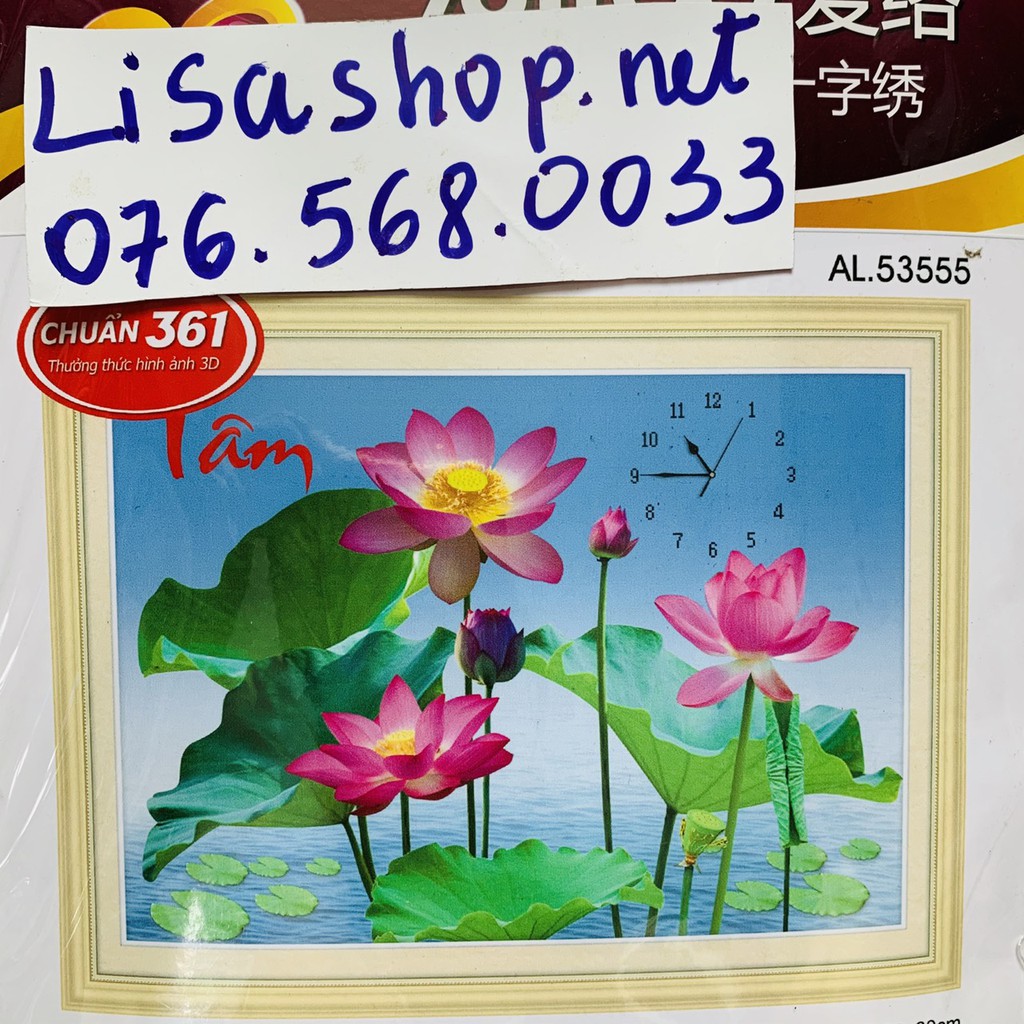Tranh thêu chữ thập TÂM HOA SEN 53555  chưa thêu 53555