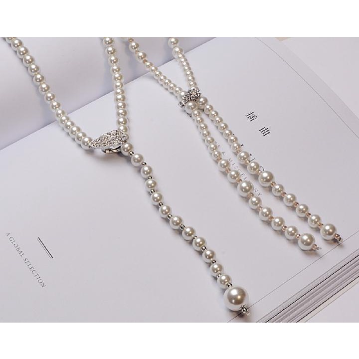 Dây Chuyền Dáng Dài Đính Ngọc Trai Phong Cách Thời Trang 2017