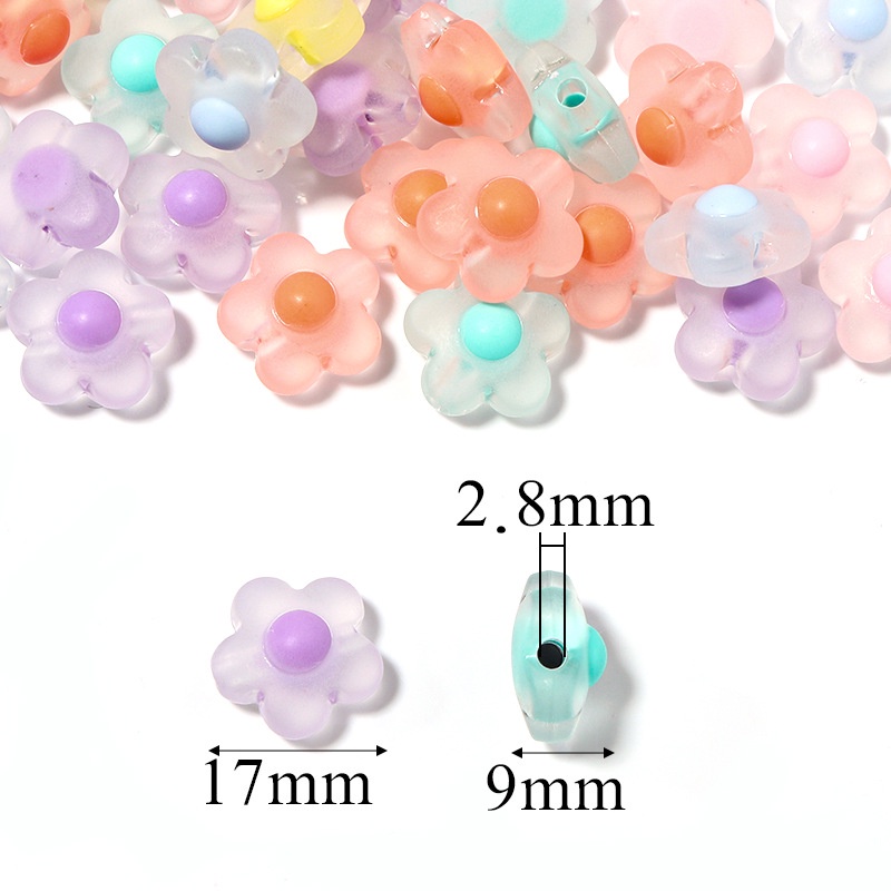 Túi 20 Hạt Nhựa Hình Bông Hoa Trong Suốt Nhiều Màu Sắc Dùng Làm Trang Sức DIY