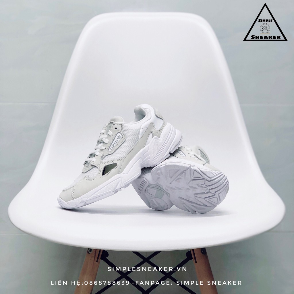 Giày Nữ Adidas FREESHIP Adidas Falcon White Sliver Chính Hãng - Giày Adidas Falcon Mắt Bạc Chuẩn Auth [B28128]