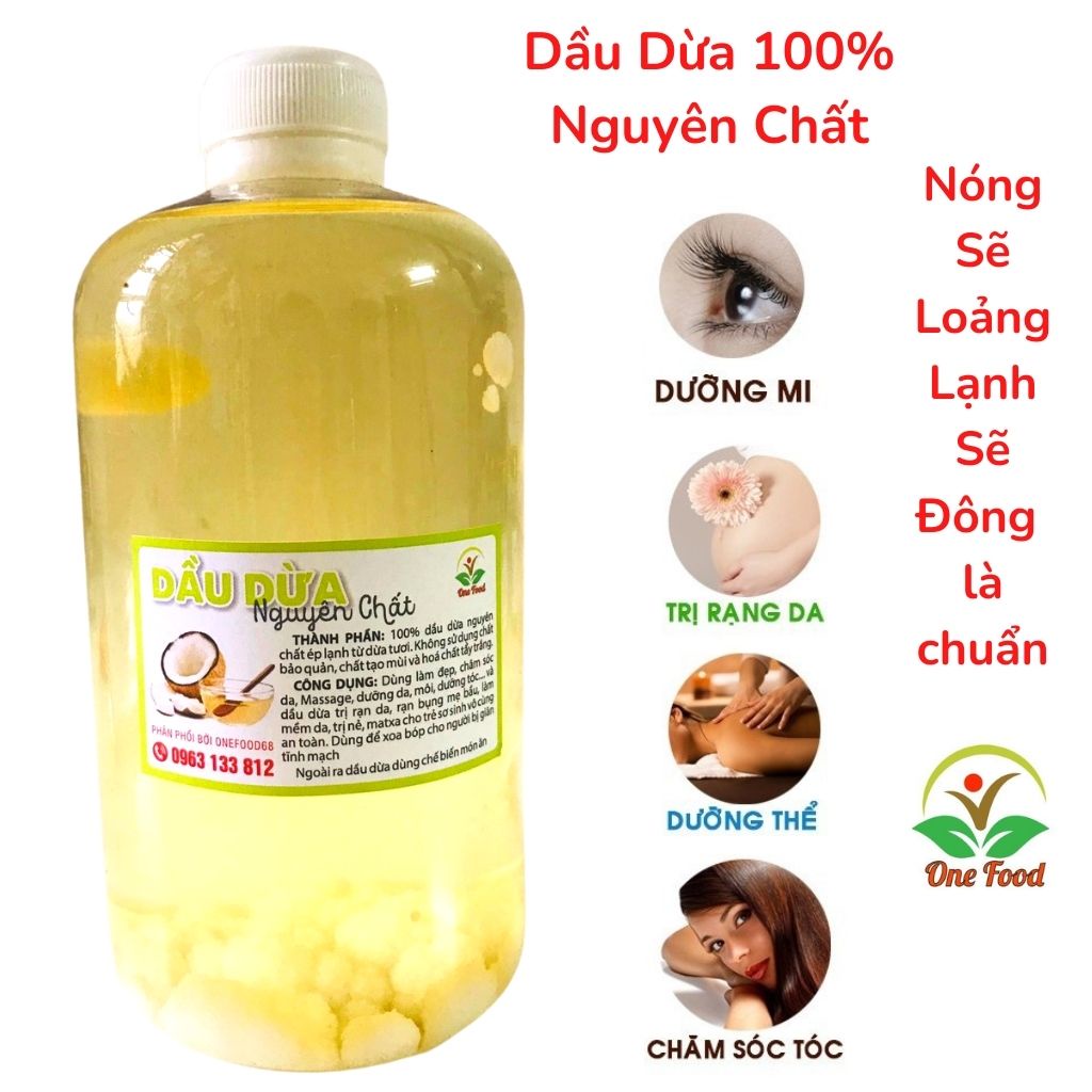 Dầu Dừa Nguyên Chất Loại Chuẩn, Tinh dầu dừa nấu thủ công, OneFood68
