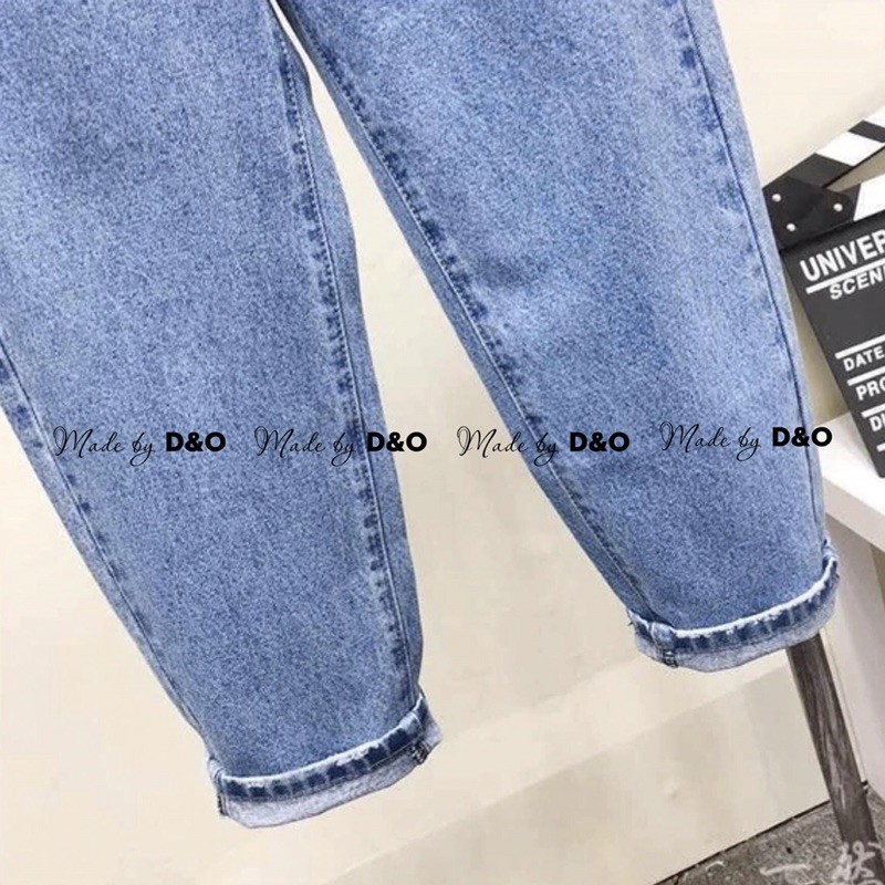 (50~93kg)Baggy Jean BIG SIZE - LƯNG CAO -Quần PHOM TO DÀI - Xanh Jean Trơn