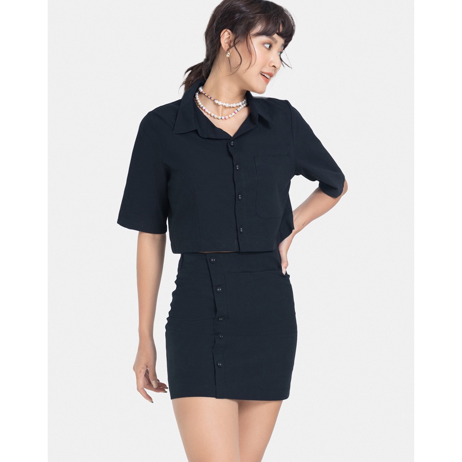Váy Mini Nữ Thời Trang JUNO Hàng Nút Lệch JNVNG007