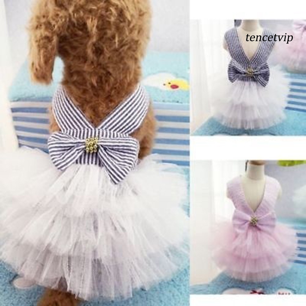 Đầm công chúa hai dây phong cách mùa hè thời trang xinh xắn cho thú cưng