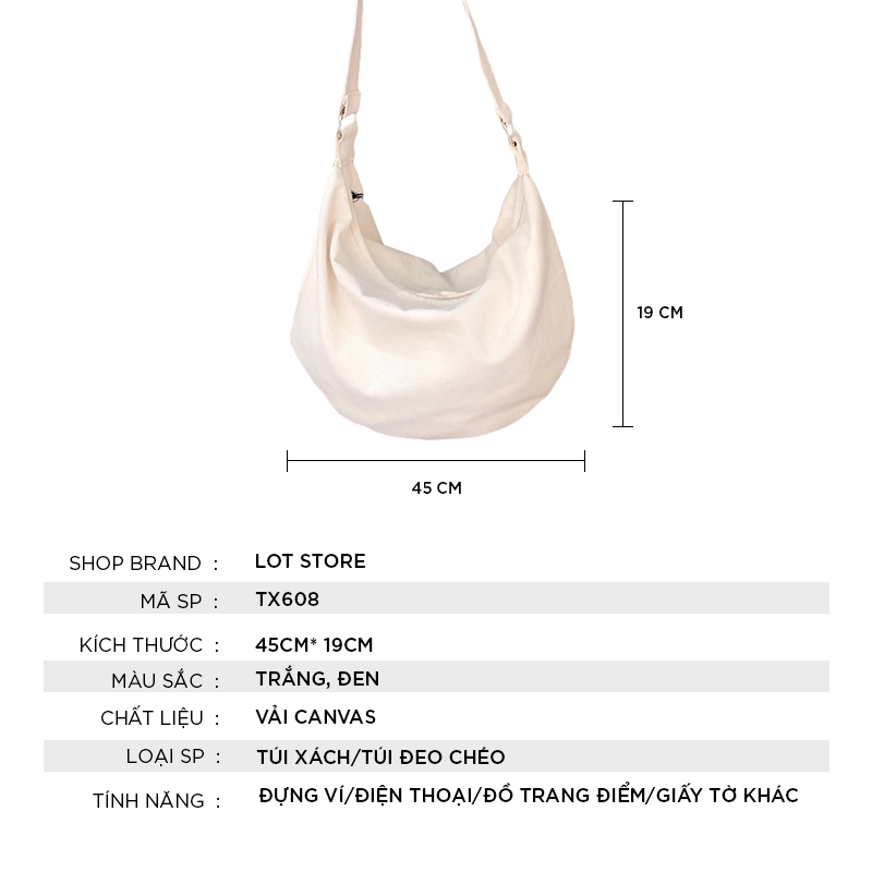 Túi vải thời trang canvas tote đựng đồ quần áo thời trang LOT STORE TX608