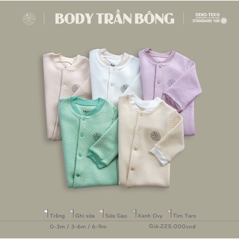 Hrnee! Bộ body trần bông siêu mềm siêu ấm cho bé 0-9m!