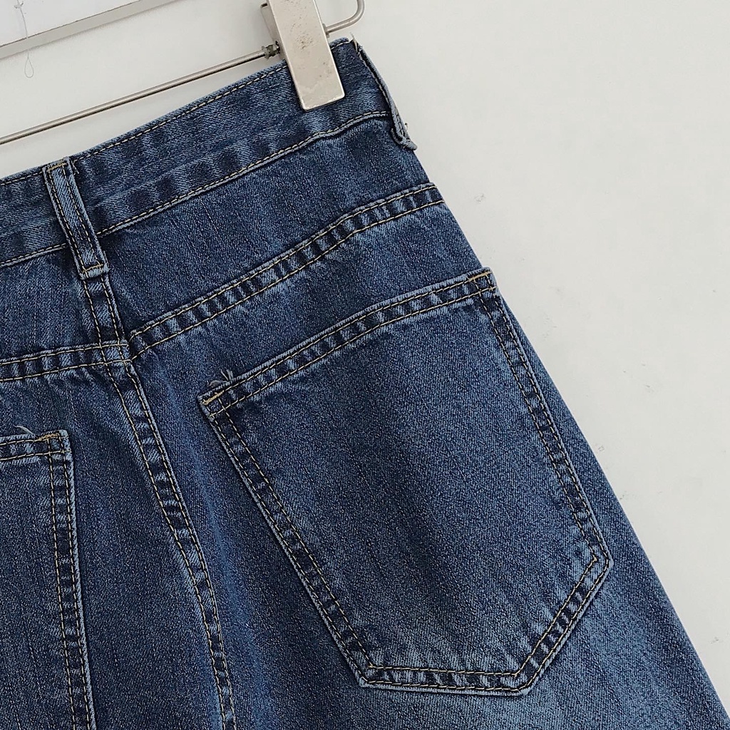 Quần Jean Nữ Lưng Cao AZAH  JEM CLOSET  Màu Xanh Thiết Kế Basic Phối Đồ Lên Dáng Siêu Xinh 2888