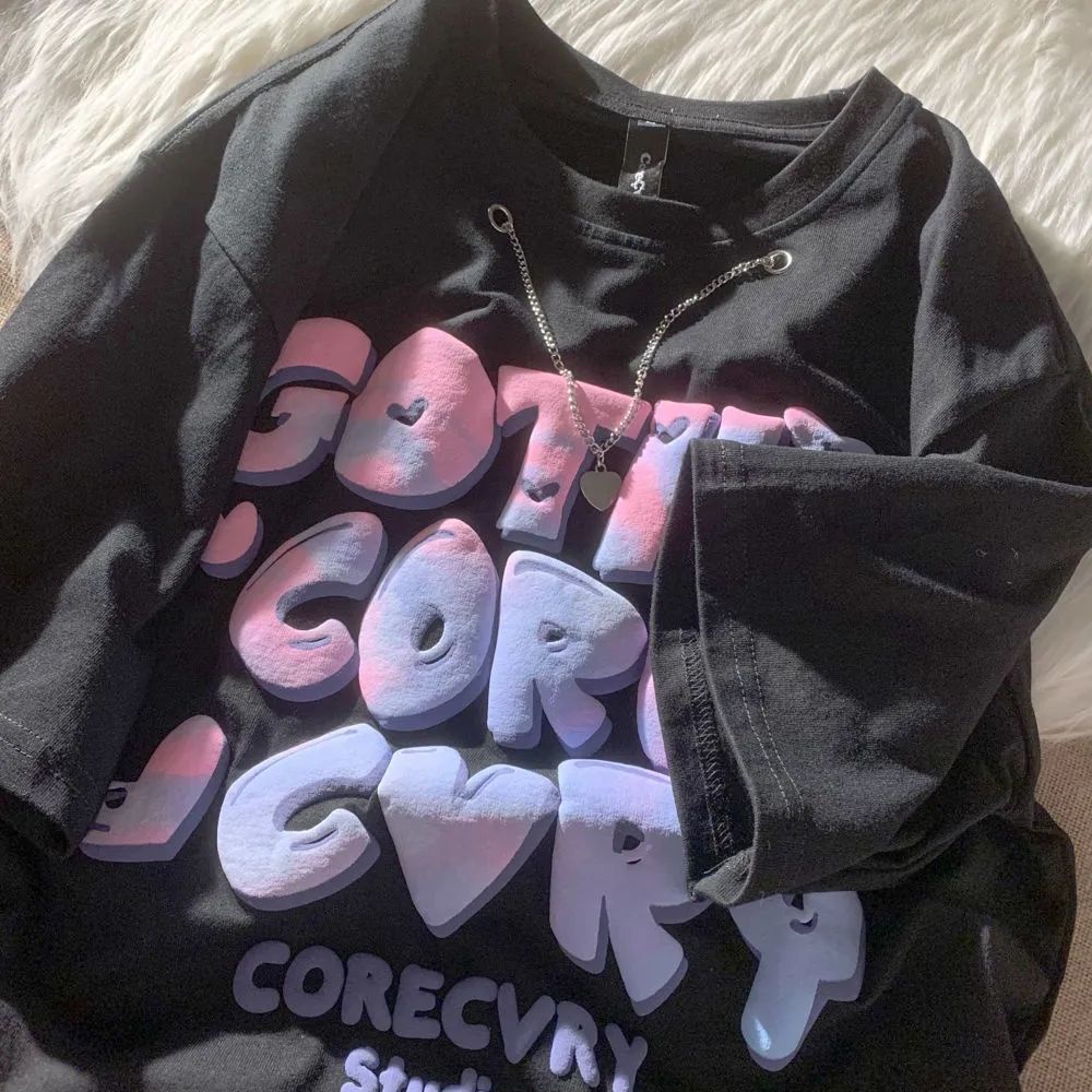 Áo Thun Tay Ngắn In Chữ Phong Cách Hàn Quốc