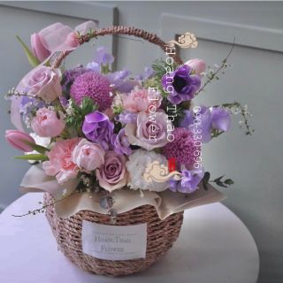 Giỏ cối mây bện gói hoa