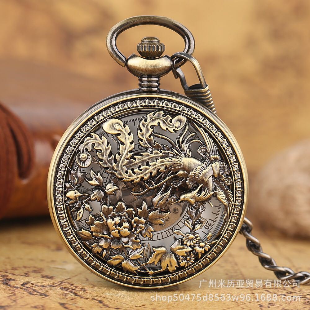 Đồng hồ quả quýt chạm khắc hình Phượng Hoàng mẫu mới nhất 2021