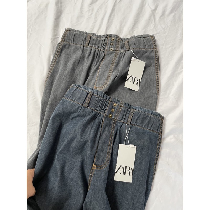 ✅Freeship✅Quần ống rộng lưng thun denim xước. Hìn thật shop chụp
