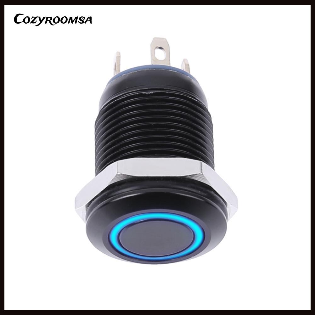 Công tắc nhấn giấy 12 mm không thấm nước có đèn LED màu xanh