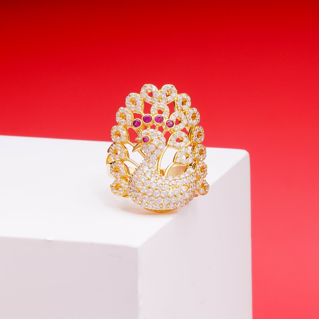 Nhẫn nữ con cong UHA mạ vàng 18K đính đá CZ N156165A-180