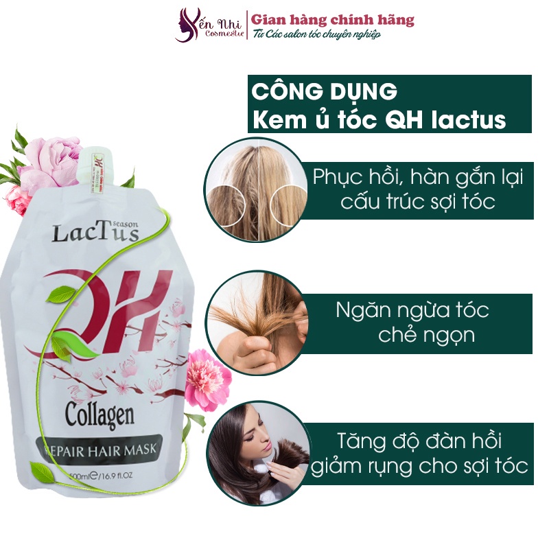 Kem ủ tóc Lactus season giảm gãy rụng phục hồi hư tổn chống xơ rối và tăng cường độ ẩm hấp tóc qh lactus season 500ml