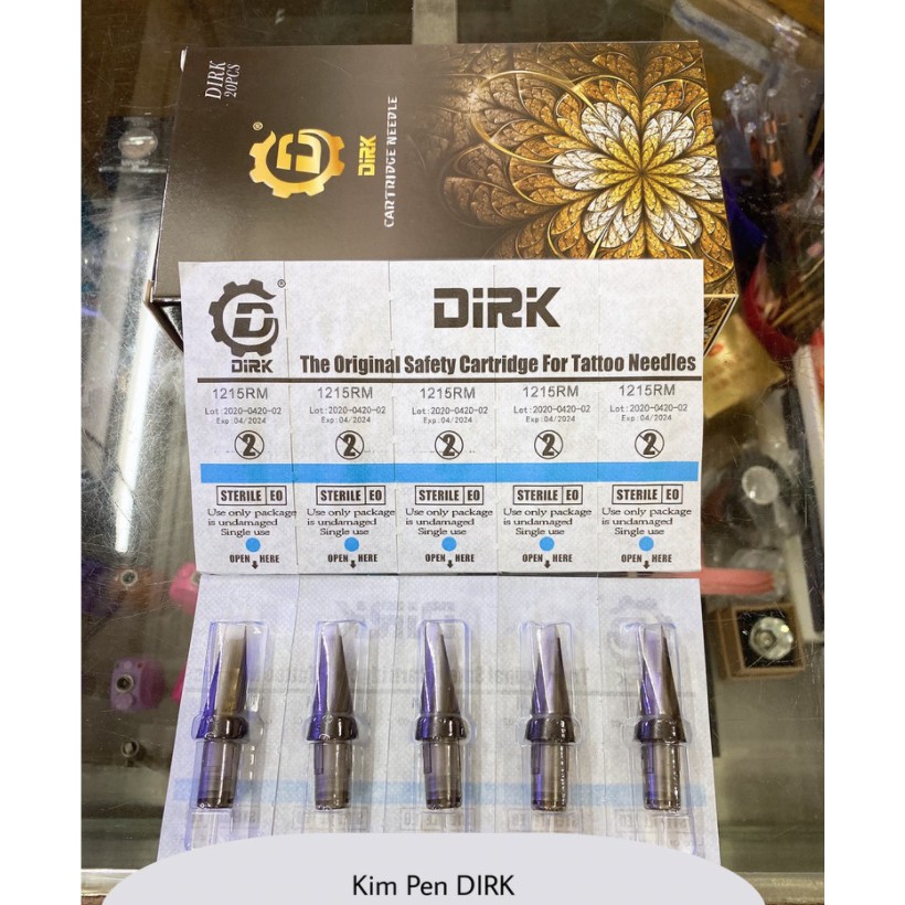 Kim Dirk xăm hình máy pen lẻ,kim đạn phun xăm Size 0811RM-0815RM vào màu no mực khi xăm