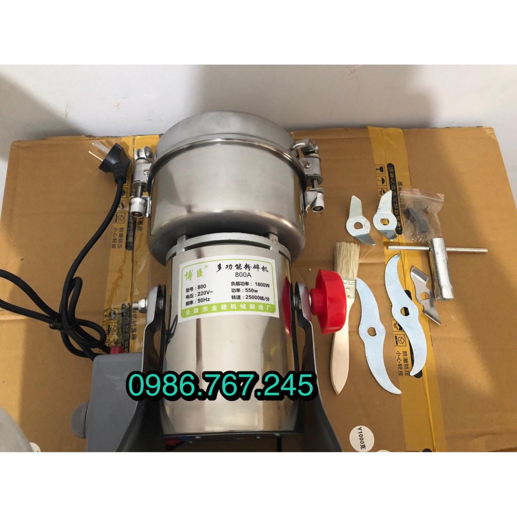 Máy xay bột khô siêu mịn, máy xay thuốc bắc 800g xay tam thất nấm linh chi siêu mịn