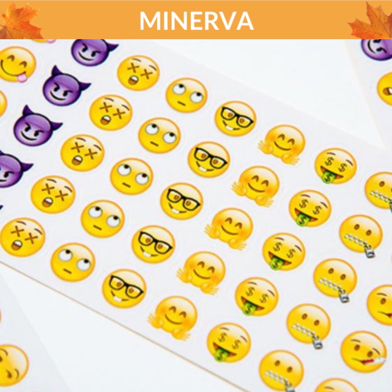 Set 3 tờ sticker nhãn dán emoji biểu tượng cảm xúc dễ thương trang trí sổ tay, thiệp, lịch để bàn, quà tặng