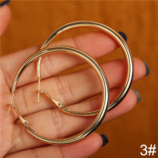 Bông tai tròn cỡ lớn mạ vàng đính hạt ngọc trai thời trang phong cách vintage Hàn Quốc cho nữ