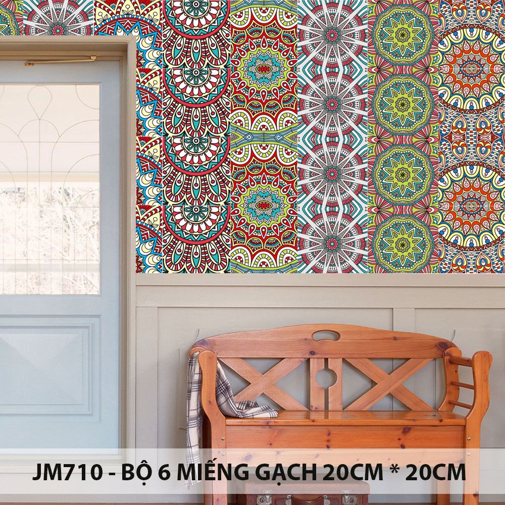 Bộ 24 Decal gạch bông 20cm*20cm - Decal dán tường, kính, sàn nhà, gỗ - Giấy dán tường - JM710