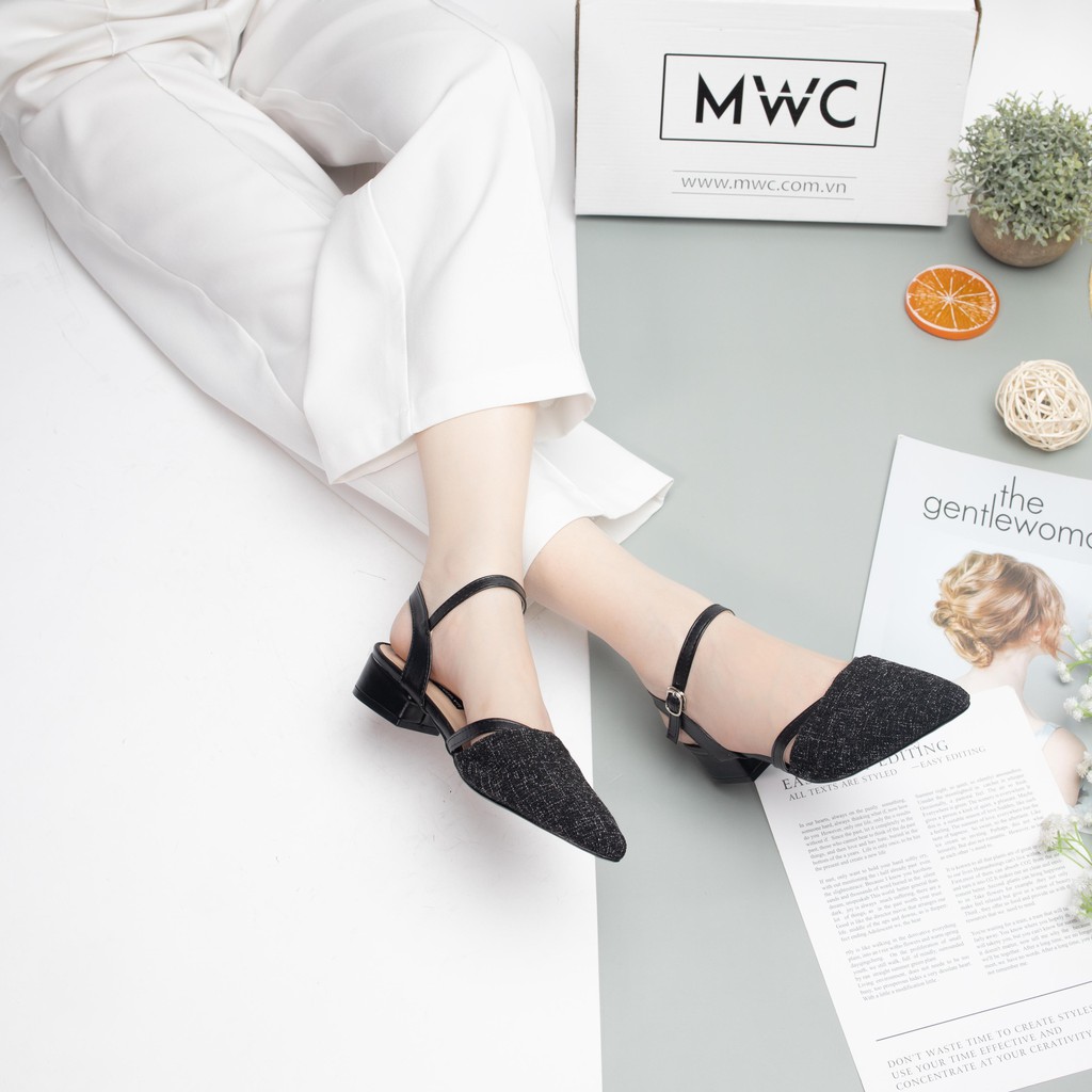 Giày Sandal Cao Gót MWC Đế Vuông 3CM Bít Mũi NUCG – 3916