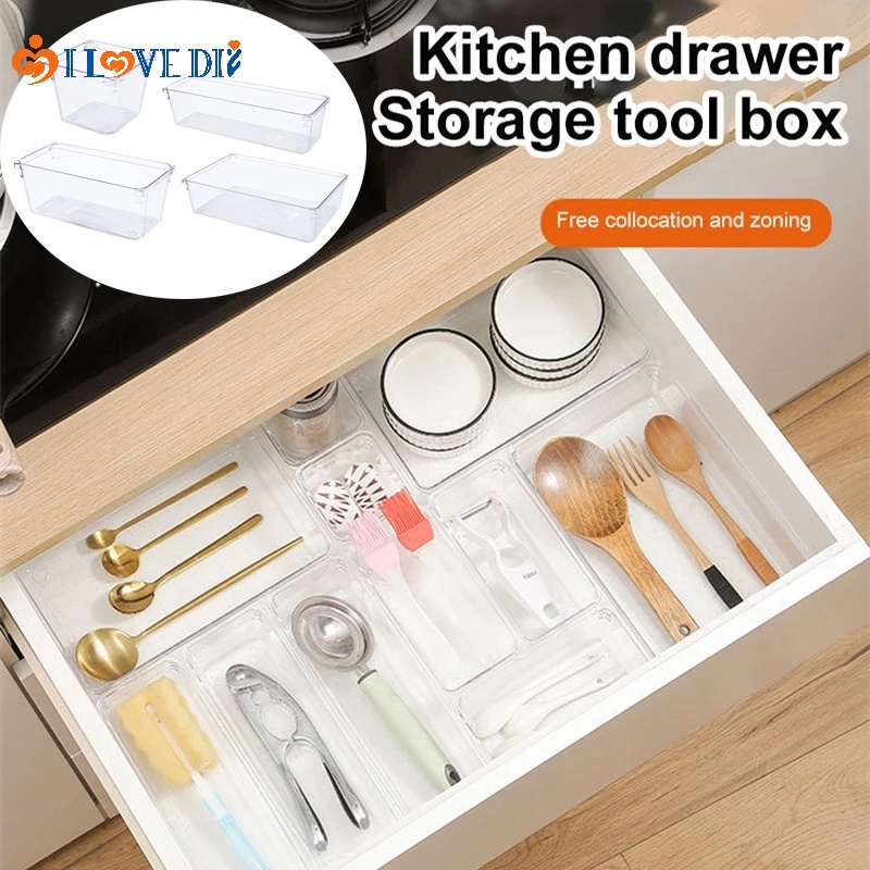 Hộp Đựng Dụng Cụ Ăn Uống Bằng Nhựa Trong Suốt Có Thể Xếp Chồng Tiết Kiệm Không Gian Chất Lượng Cao
