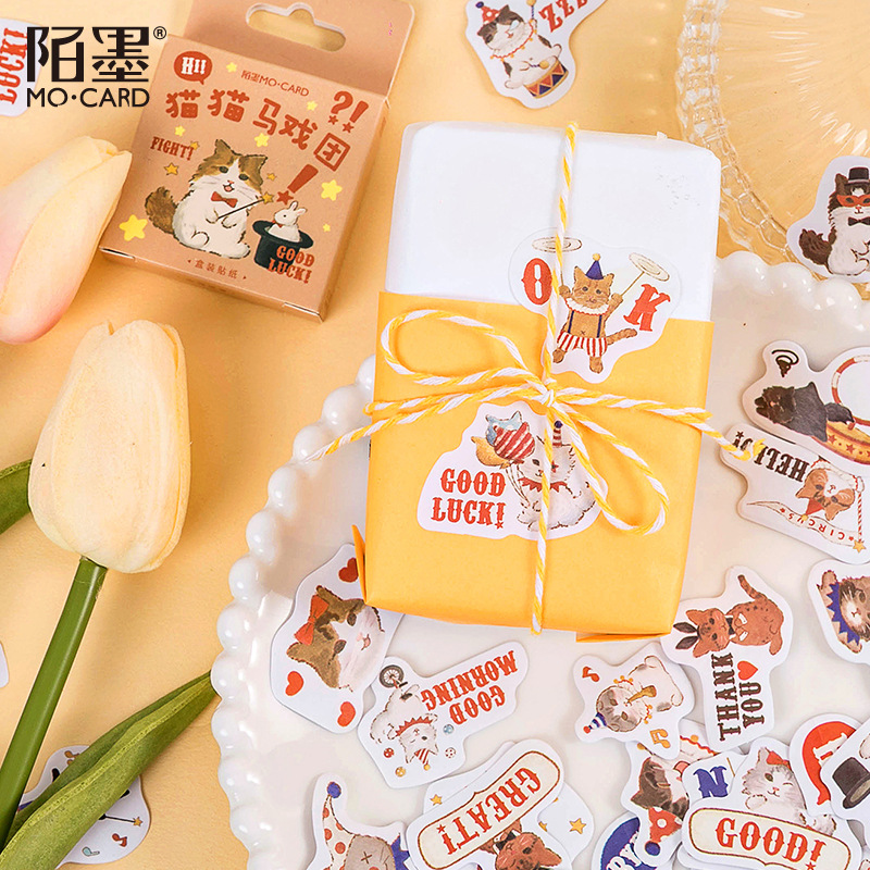 Bộ 45 Miếng Dán Trang Trí Sổ Lưu Niệm Hình Ảnh Chú Mèo Dễ Thương