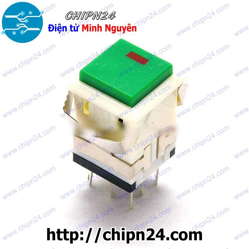 [1 CÁI] (G14) Nút nhấn Nhả KCD2-22 XANH LÁ 8 chân 19x19MM 3A 250V