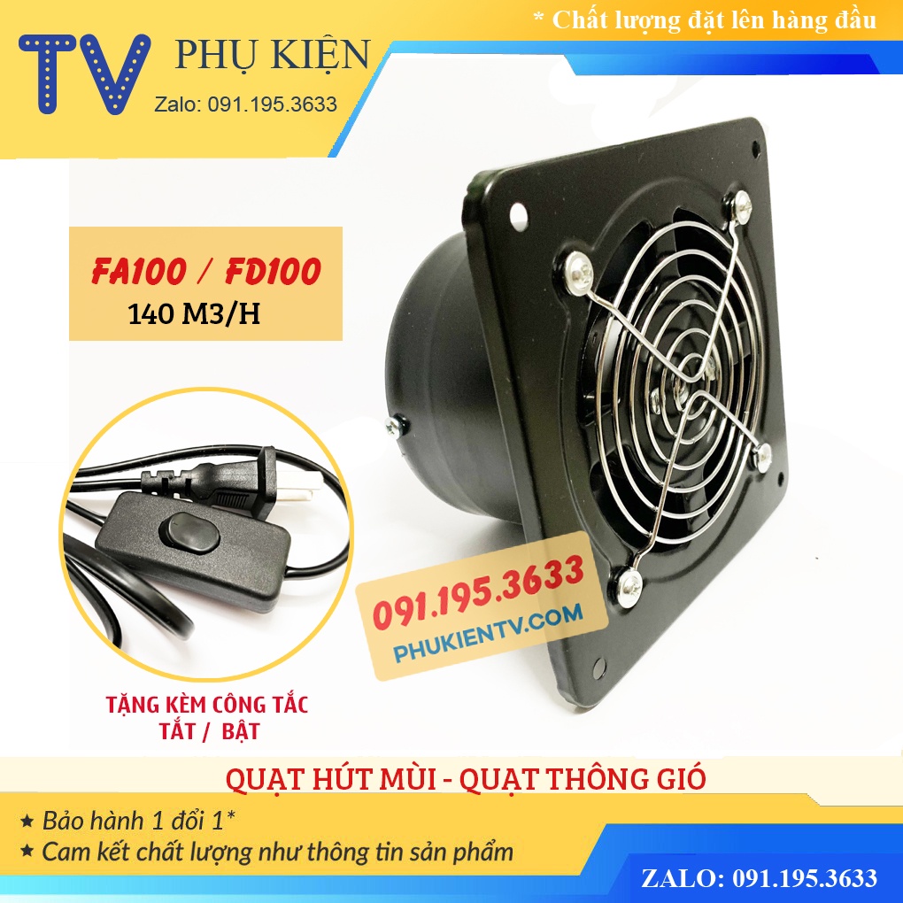 Quạt Hút Thông Gió FA100 / FD100 Quạt Hút Mùi Nhà Bếp , Nhà Vệ Sinh , Phòng Ngủ - Công Suất 20W