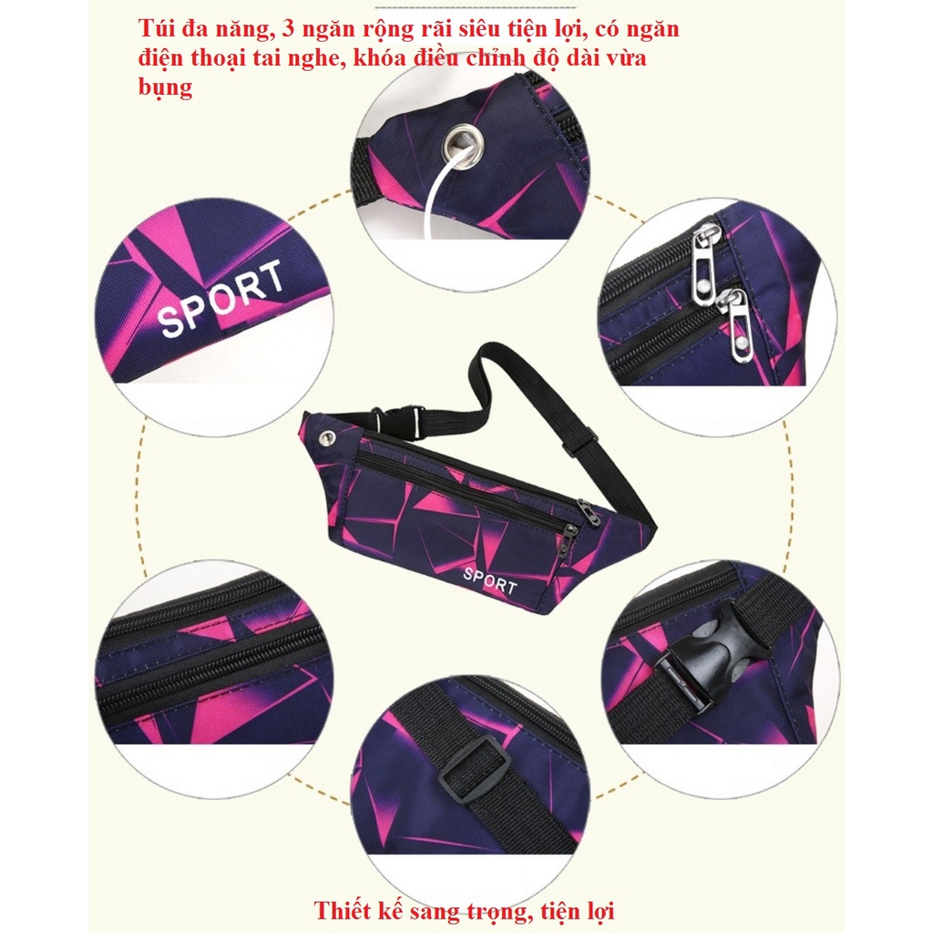 Túi đeo hông, đeo bụng thể thao, đeo chéo cao cấp nhiều ngăn chất liệu canvas mềm cho nam nữ | BigBuy360 - bigbuy360.vn