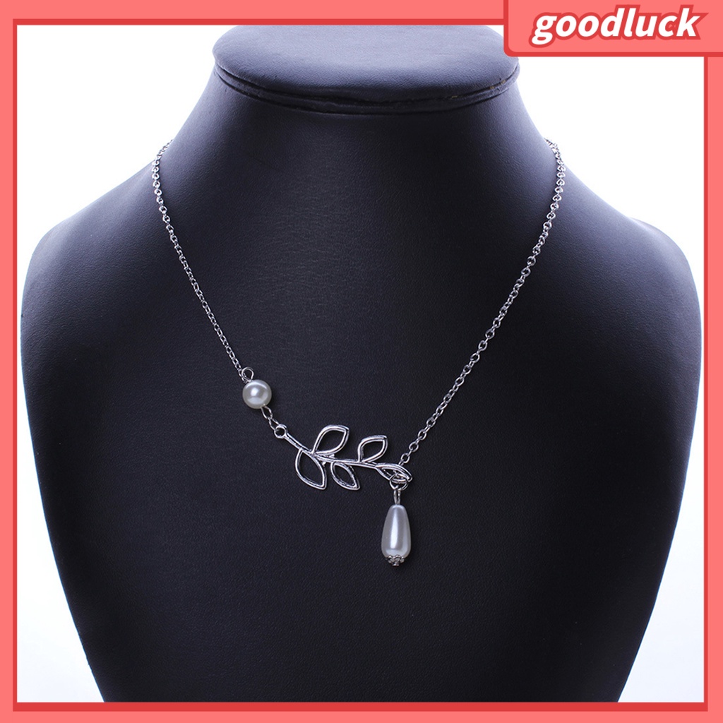 Dây Chuyền Mặt Chiếc Lá Đính Ngọc Trai Nhân Tạo Cho Nữ