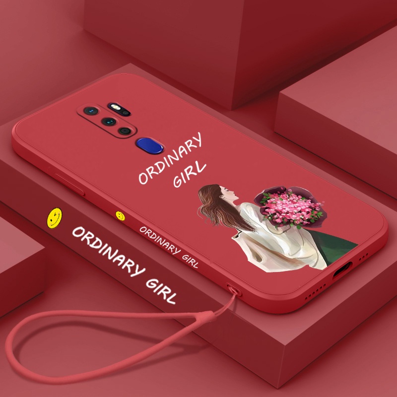 Ốp Điện Thoại TPU Dẻo Họa Tiết Hoa Xinh Xắn Kèm Dây Đeo Cho oppo a9 2020 a5 2020