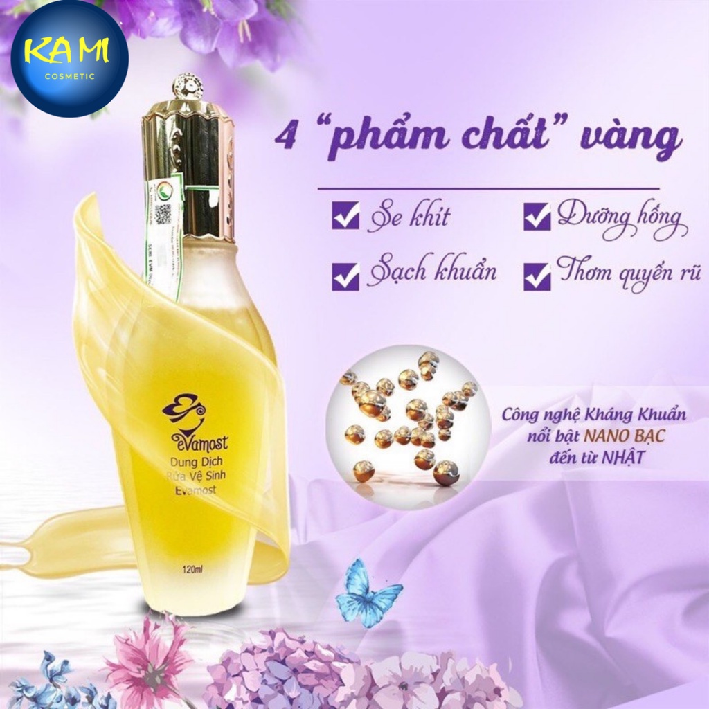 Dung dịch vệ sinh phụ nữ evamost chính hãng - KAMI - sạch khuẩn khô thoáng 24h, an toàn hiệu quả, dùng cho mẹ bầu và bé