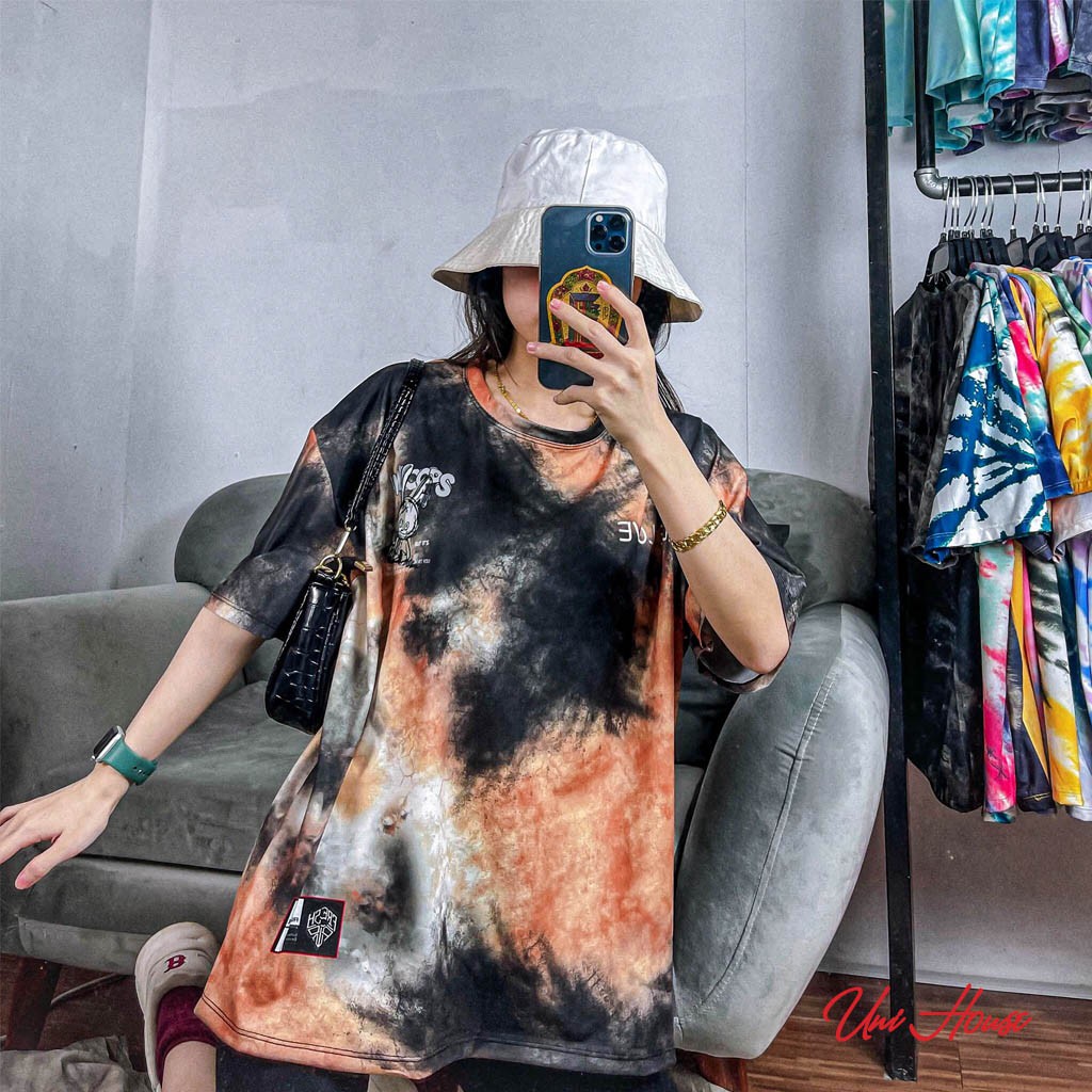 Áo Thun Nam Nữ Form Rộng Unisex Màu Loang Chất Cotton Dáng Suông Streetwear Mã AL001