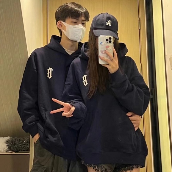 Áo hoodie cặp nam nữ in chữ B áo hood nữ form rộng phong cách Hàn Quố cáo chui đầu Unisex sành điệu áo hooded chui đầu cặp đôi