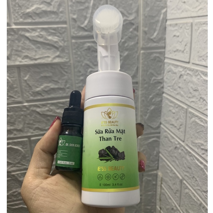 CAM KẾT CHÍNH HÃNG - COMBO SỮA RỬA MẶT THAN TRE + SERUM XÓA MỤN THÂM DR.SKINACNES dr.skin acnes