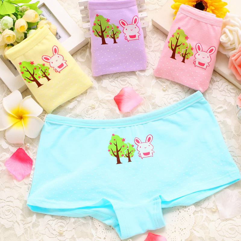 Bộ 4 Quần Lót Cotton Kiểu Hoạt Hình Xinh Xắn Cho Bé Gái