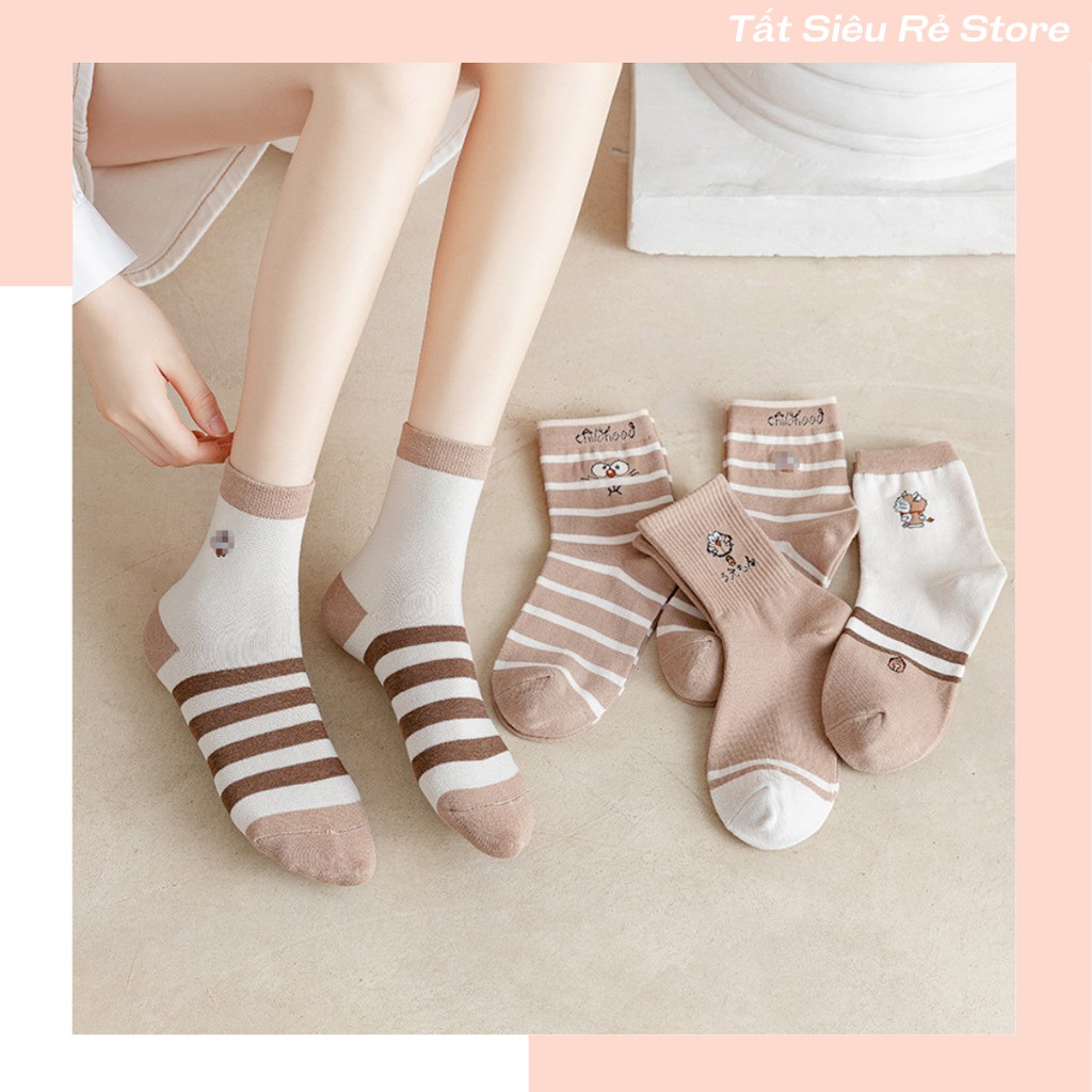 Tất nữ Ulzzang cao cổ chủ đề gấu nâu siêu xinh