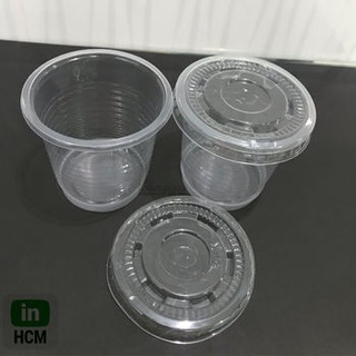 50 cái Ly nhựa 140ml, nắp đựng sốt, sữa chua - Plastic Cup