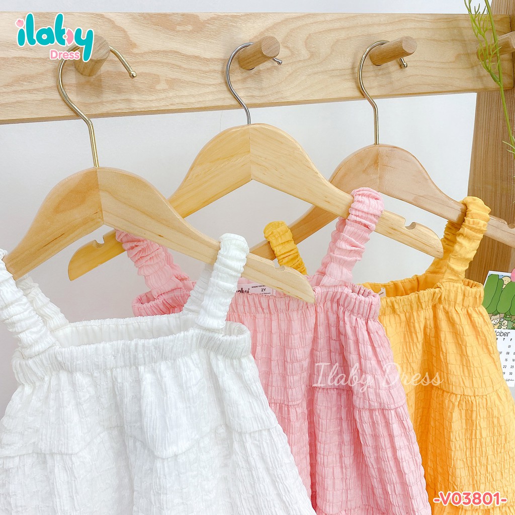  Váy cho bé gái ILABY 2 dây chun chất thô xốp cao cấp mềm mịn cho mùa hè mát mẻ [V03801]