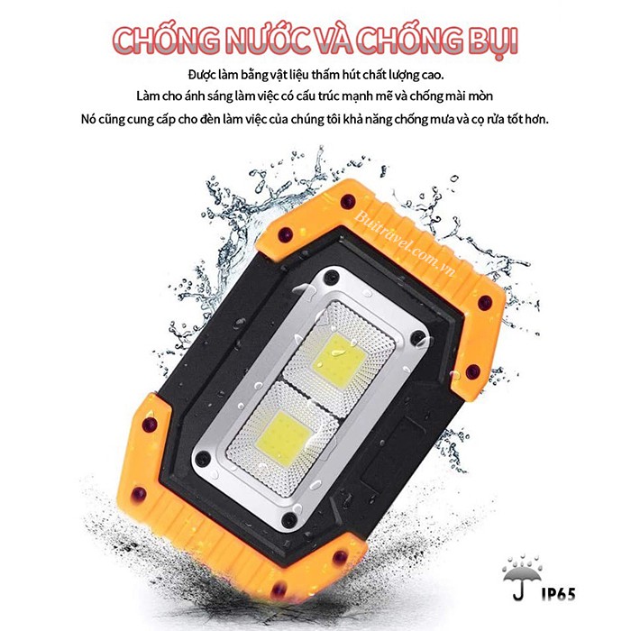 Đèn LED dã ngoại siêu sáng có móc treo- Đèn led cob có sạc USB