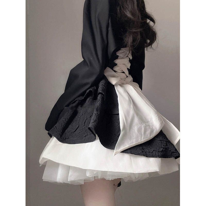 Set Đầm Hai Dây Cột Dây + Áo Khoác Ngắn Thời Trang Mùa Thu 2022 Phong Cách Mới Cho Nữ