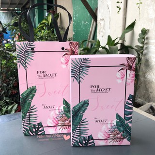 (Set 10) Hộp giấy đựng bánh kẹo (Lá hồng)