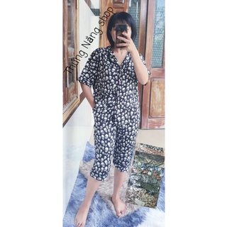 Pyjama Lửng Lụa Satin Xịn, Quần Có Túi