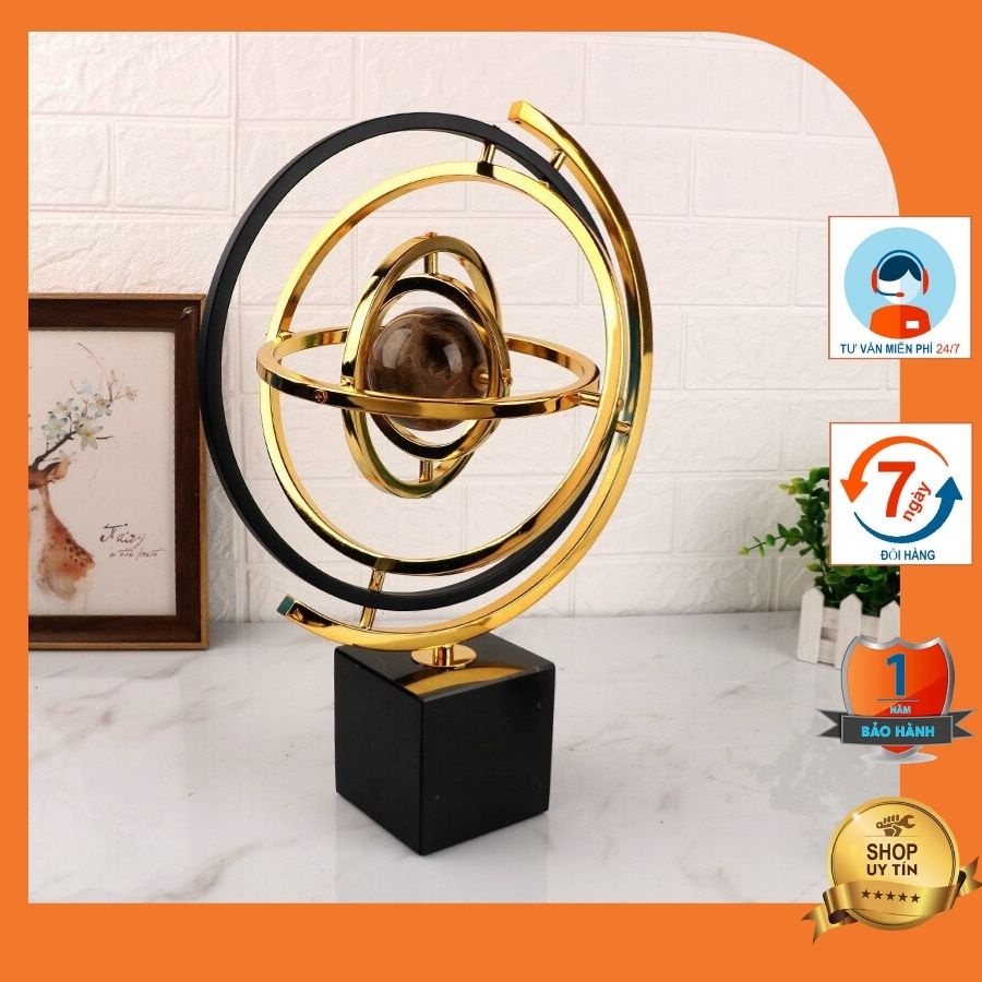 Quả cầu để bàn đá vàng - Decor xinh tạo dáng 2 thành 2 kiểu độc đáo QDC04