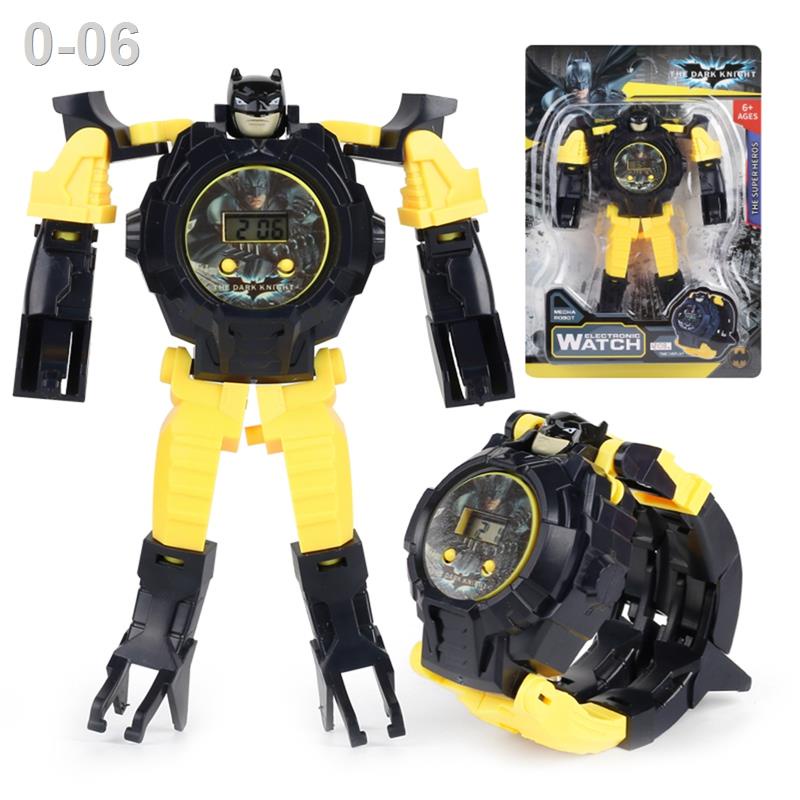Đồng hồ biến hình robot siêu nhân cho bé - Đồ chơi đeo tay vật hoạt avenger anh hùng người sắt dơi batman Quà
